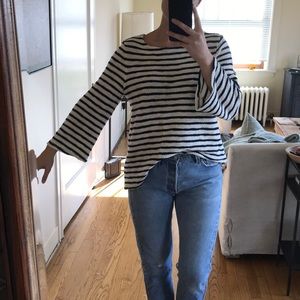 Striped boat neck sweater
